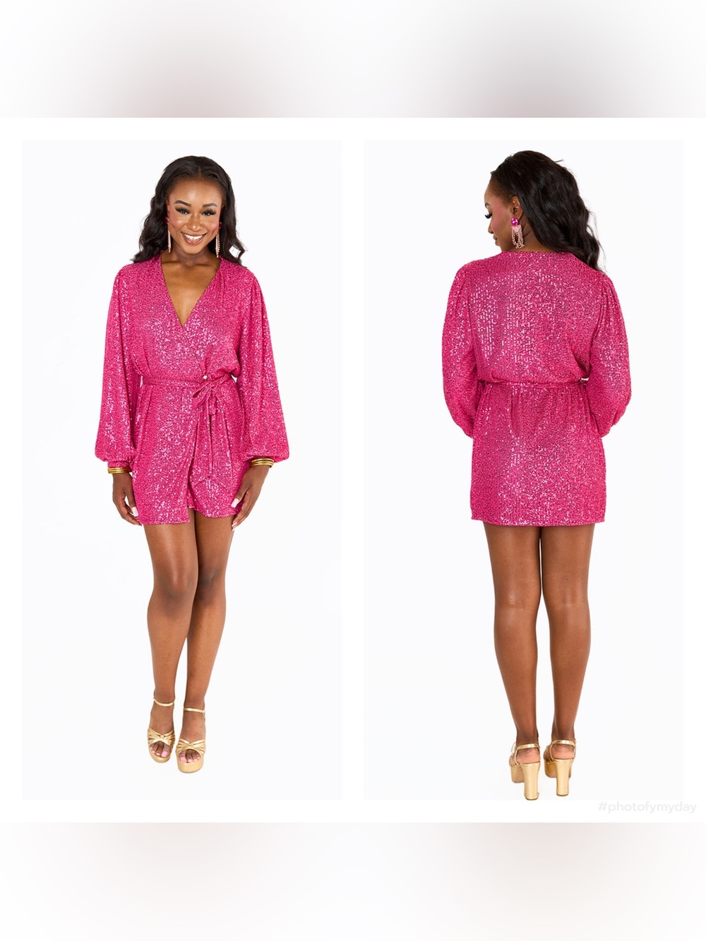 NWT Buddy Love Adeline Sequin Wrap Dress in Pink Guava Party Date Night Sz M